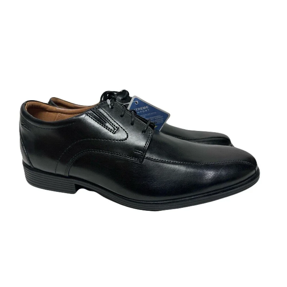 NEW Clarks Mens Size 13 Black Leather Whiddon Pace Oxford Dress Shoes *see pics*